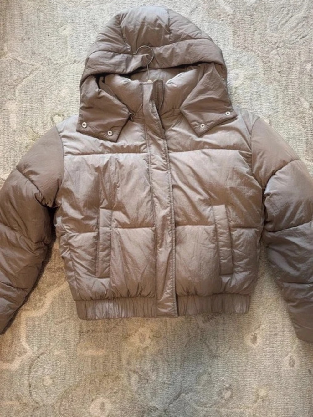 Abercrombie & Fitch Women's Taupe Hooded Puffer Jacket